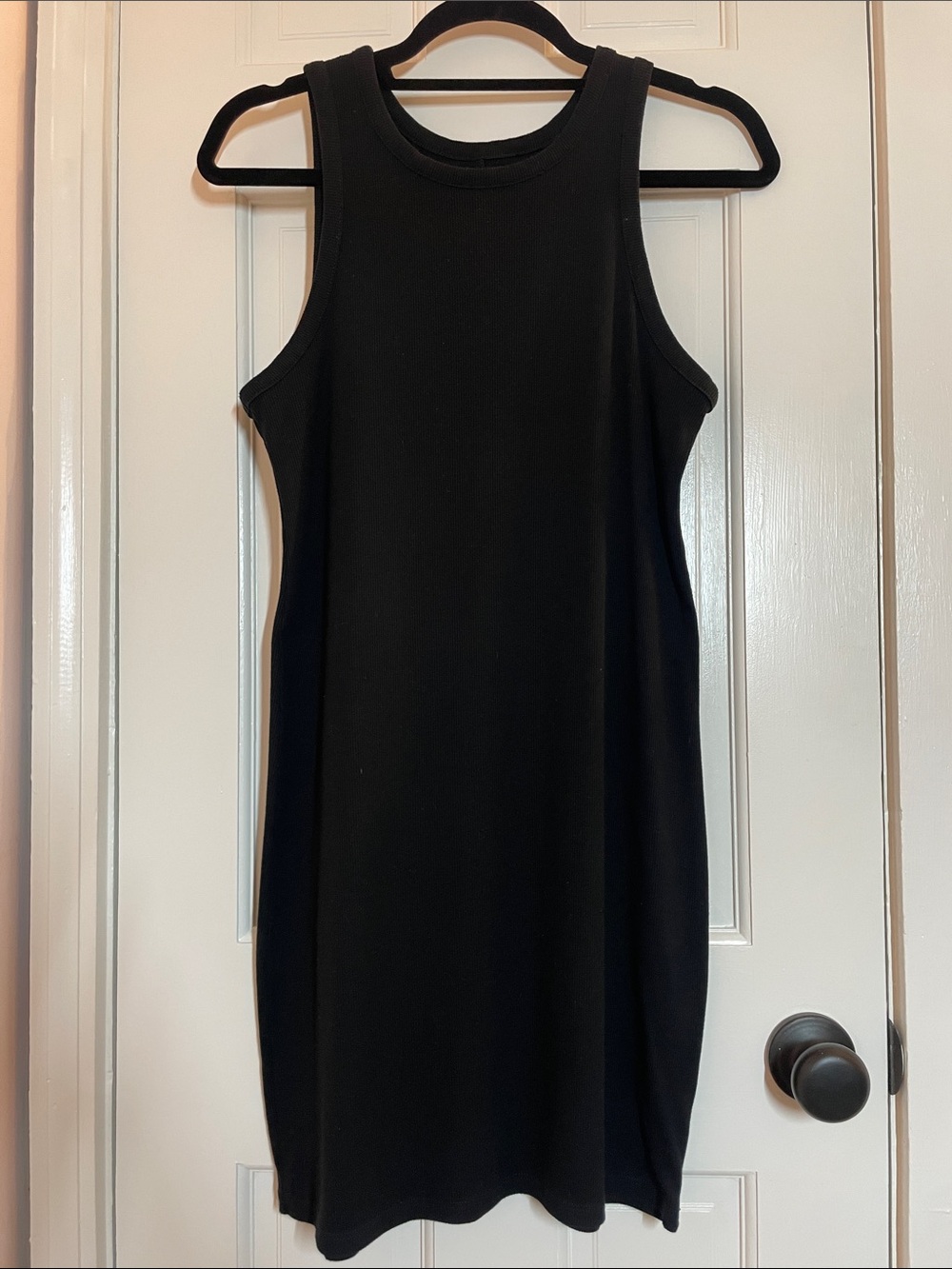 a new day, Ribbed Mini Dress, Black, Medium
